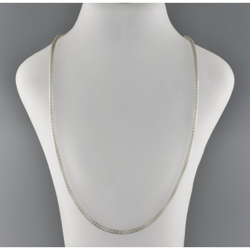METAL CHAIN WITH BLACK SILICON ENDS - SILVER METAL CHAIN WITH BLACK SILICON ENDS - SILVER