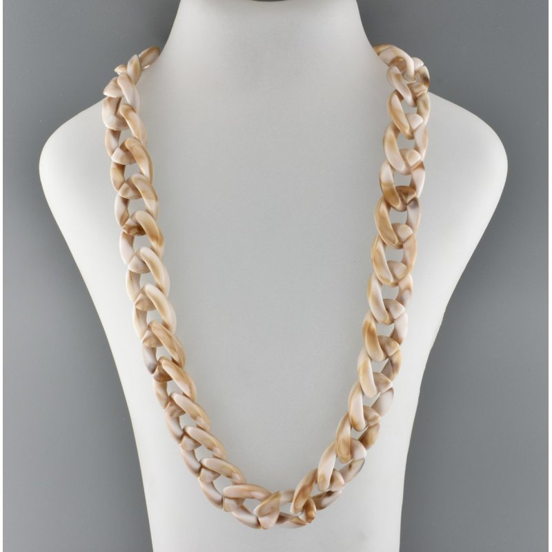 PLASTIC CHAIN WITH BLACK SILICON ENDS - BEIGE - E008