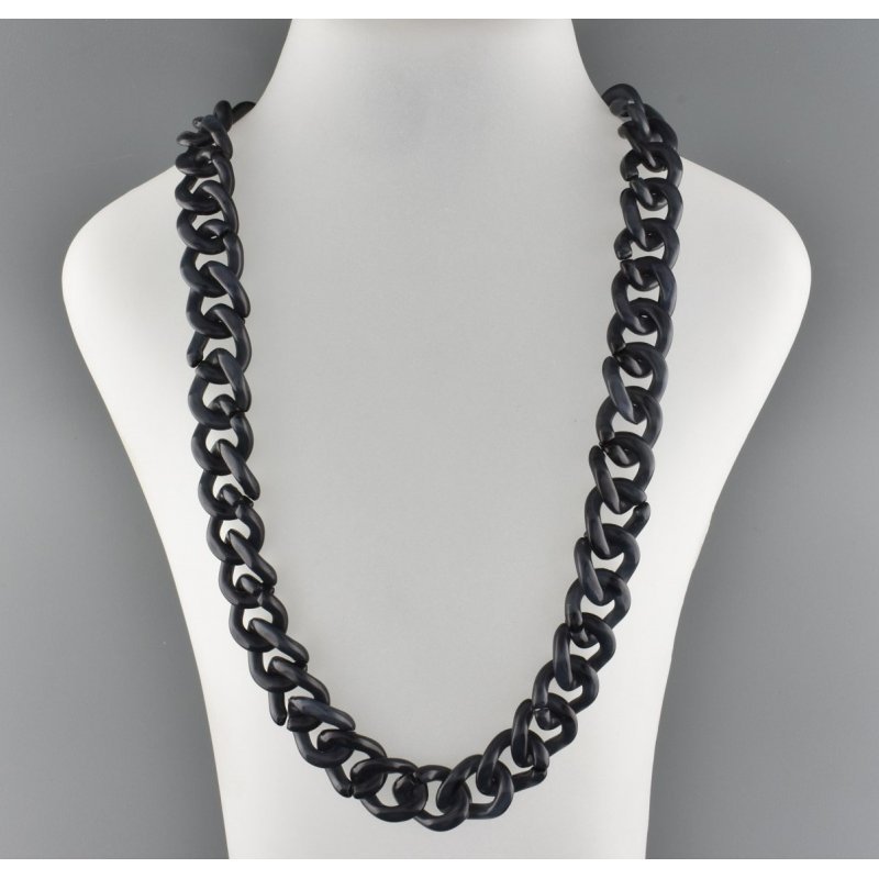 PLASTIC CHAIN WITH BLACK SILICON ENDS - BLACK - E005